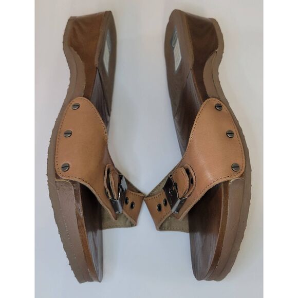 Dr Scholl's Tan Exercise Sandals Rubber Buckle Soft Sole Sz 9 - Picture 2 of 8